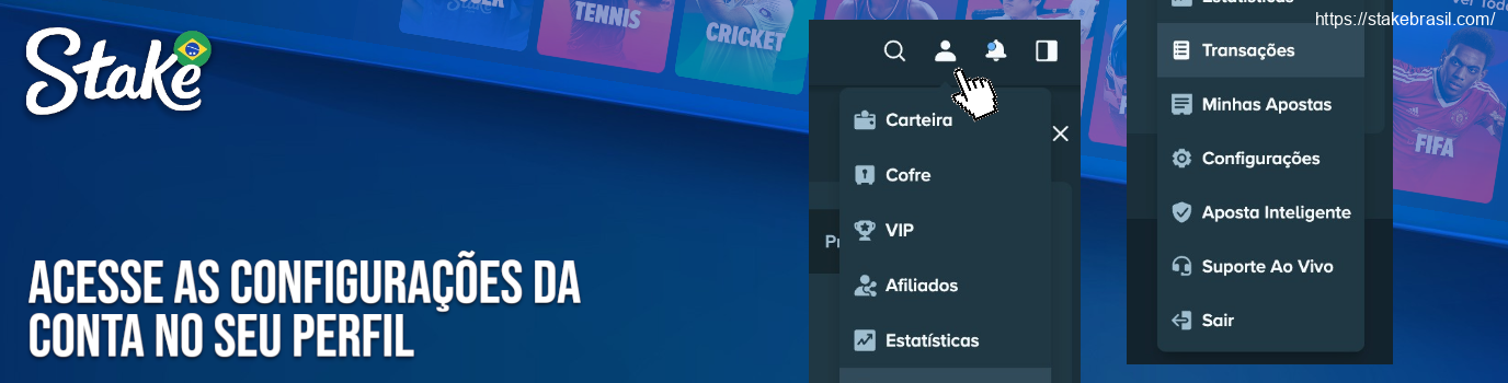 Acesse as Configurações da Conta no seu perfil