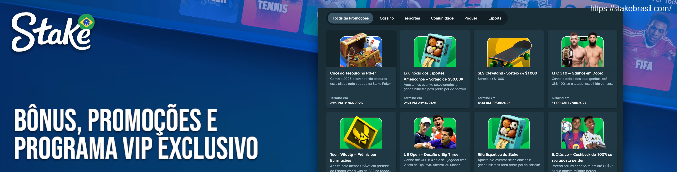 Bônus, Promoções e Programa VIP Exclusivo Stake