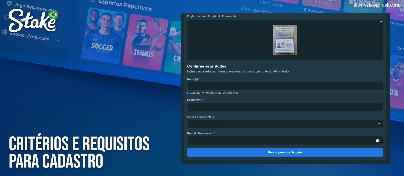 Critérios e Requisitos para Cadastro