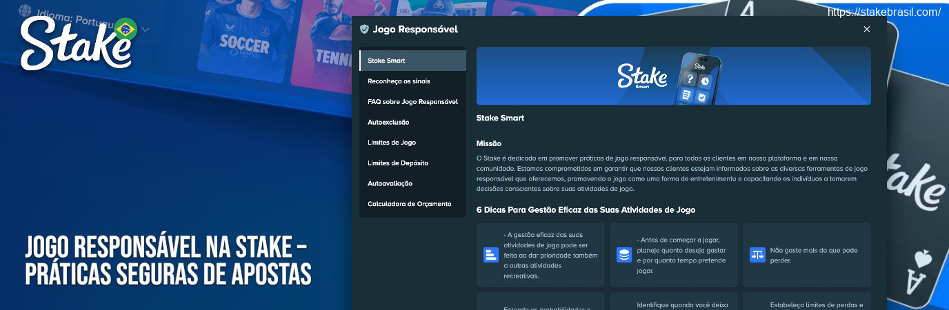 Jogo Responsável na Stake 2026