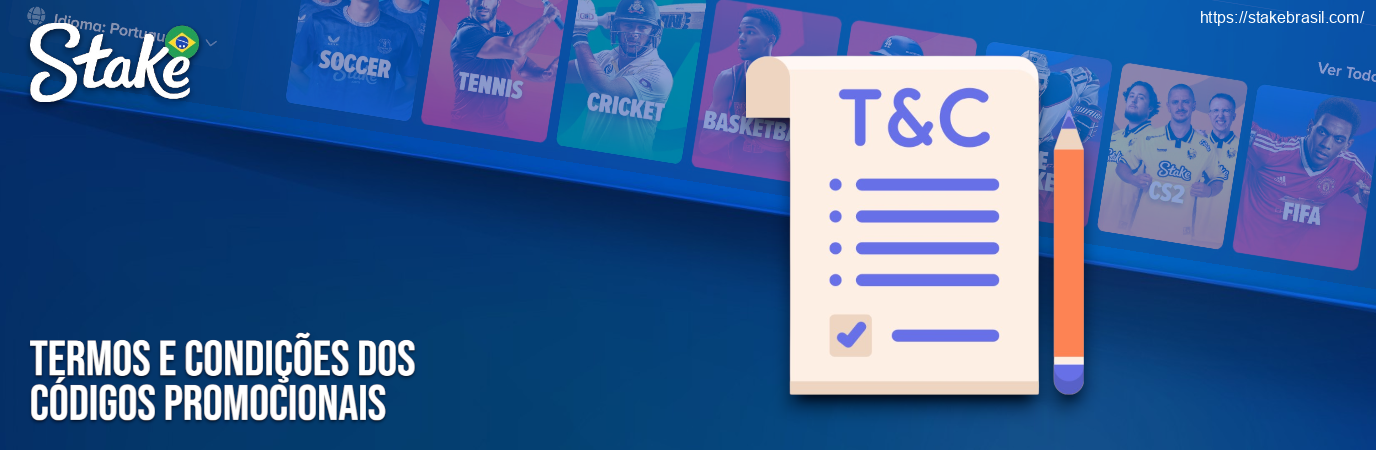 Termos e Condições dos Códigos Promocionais Stake